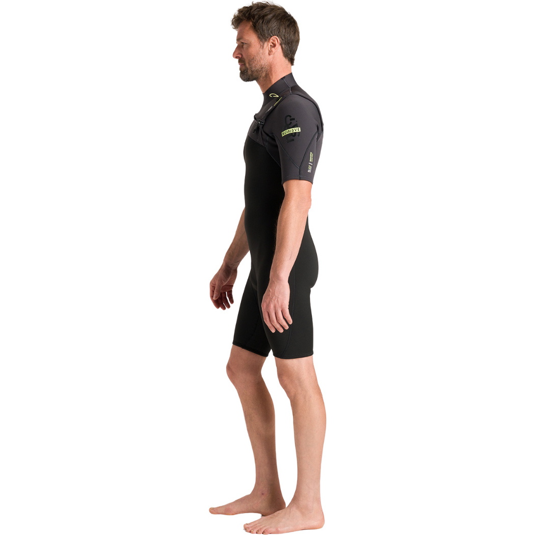 2026 C-Skins Mens NuWave Session Lite 2/2mm Chest Zip Shorty Wetsuit C-NSEL22SHM - Black / Meteor